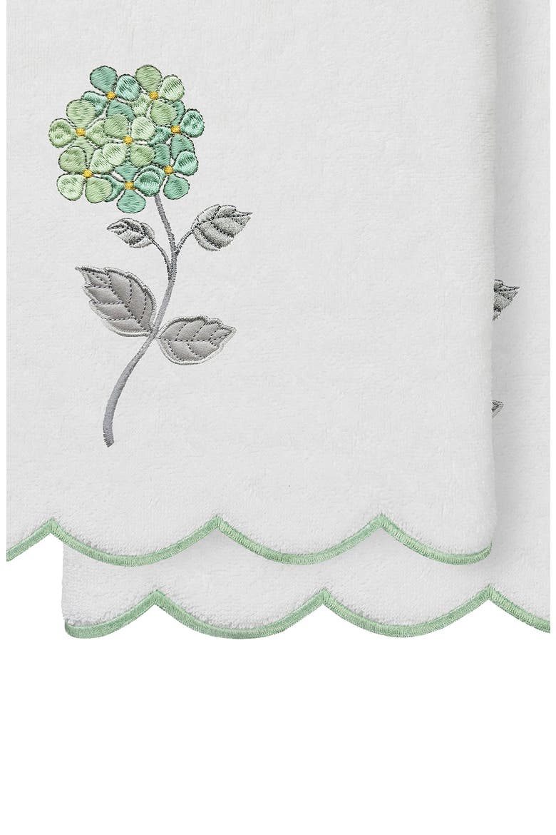 Hydea Scalloped 2-Piece Bath Towel Set, Alternate, color, WHITE/ GREEN