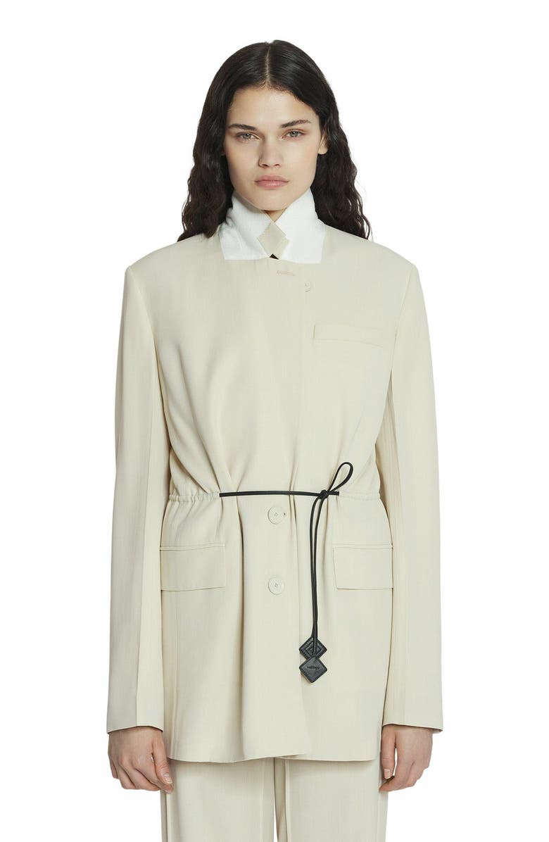Lanvin Belted Wool Blend Jacket, Alternate, color, Mastic