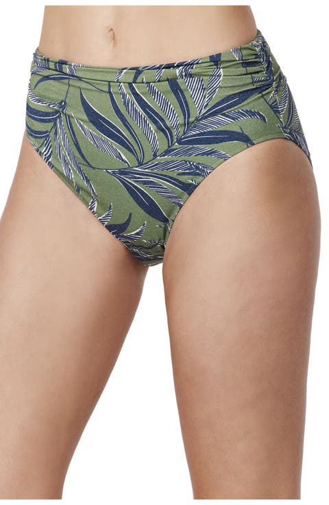 La Palm Shirred High Waist Swim Bottom