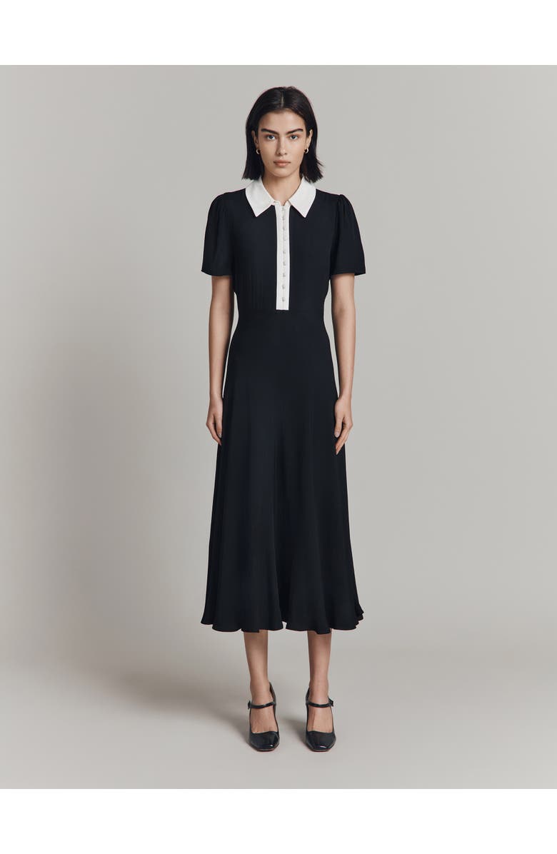 Ghost London Bethan Crepe Midi Shirt Dress, Main, color, Black