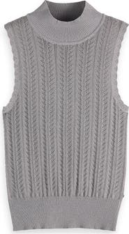 Scotch & Soda Metallic Pointelle Sleeveless Turtleneck Sweater