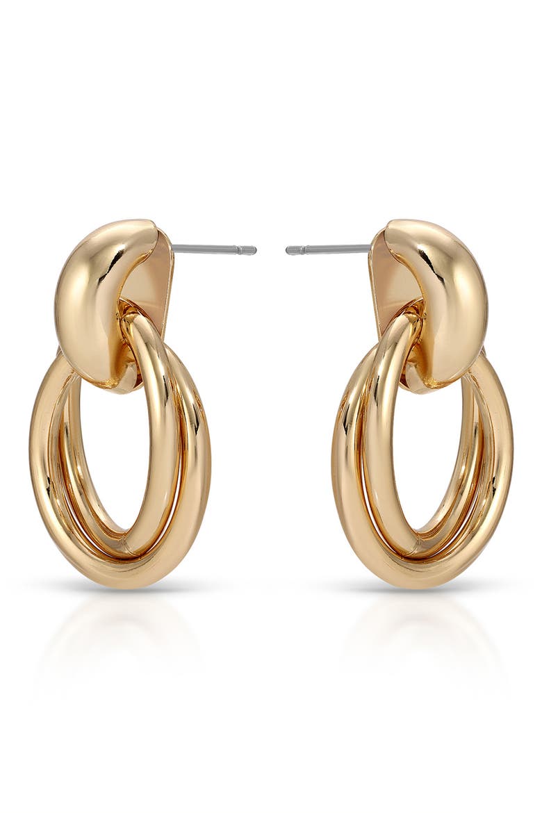 Interlocking Duo Stud Earrings, Alternate, color, GOLD