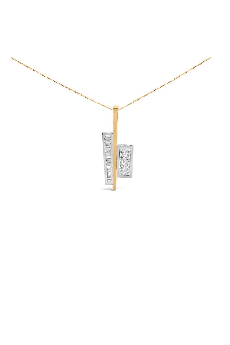 18K Yellow and White Gold 1 7/8 Cttw Diamond Key Shaped 18" Pendant Necklace, Alternate, color, Yellow