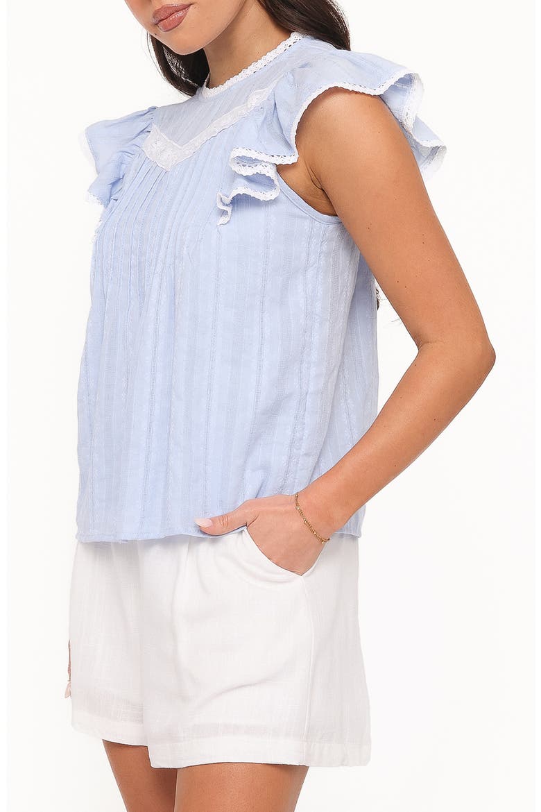 Laoise Lace Inset Ruffle Top, Alternate, color, LIGHT BLUE