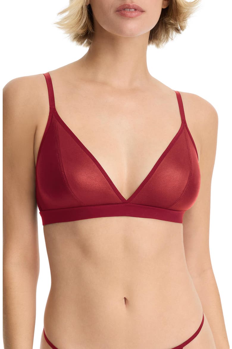 Late Night Faux Leather Triangle Bralette, Alternate, color, Scarlet