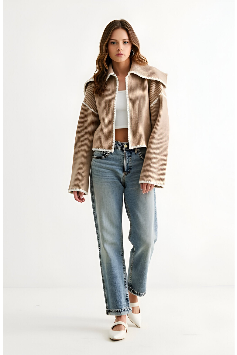 Texture Knitting Book Modenaire Textured Knit Jacket with Wide Collar, Raw Edge Trim and ...