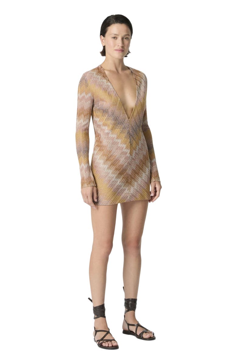 Missoni Long-sleeved Mini Dress In Ombre Lurex, Main, color, Multicoloured