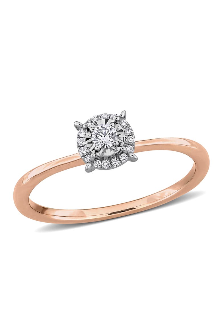 Lab-Grown Diamond Halo Ring 18k Two-Tone, Main, color, Rose Gold