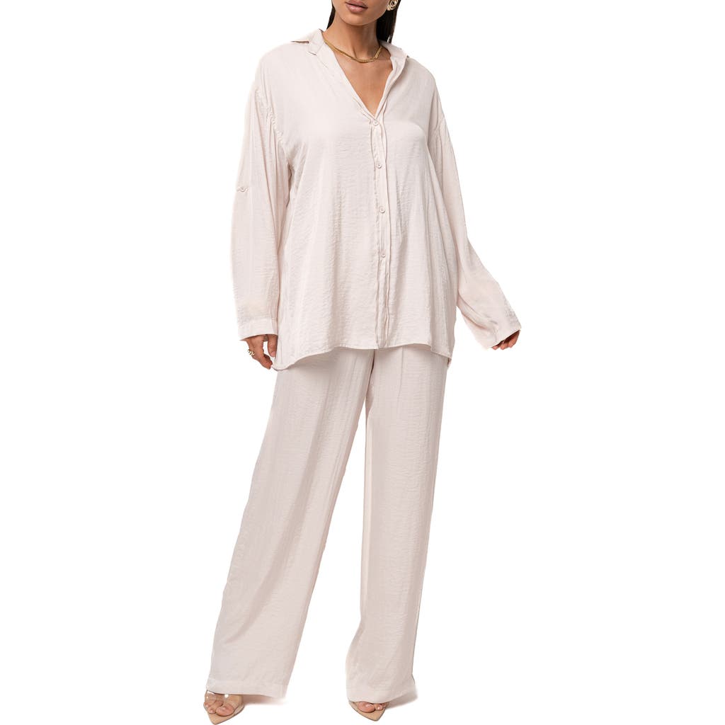 Jluxlabel Pearl Bay Button-up Shirt & Pants Set In Neutral