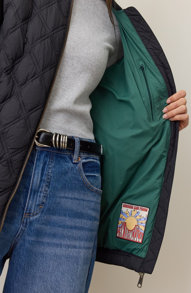 Marine Layer Marina Quilted Bomber Jacket, Alternate, color, Black