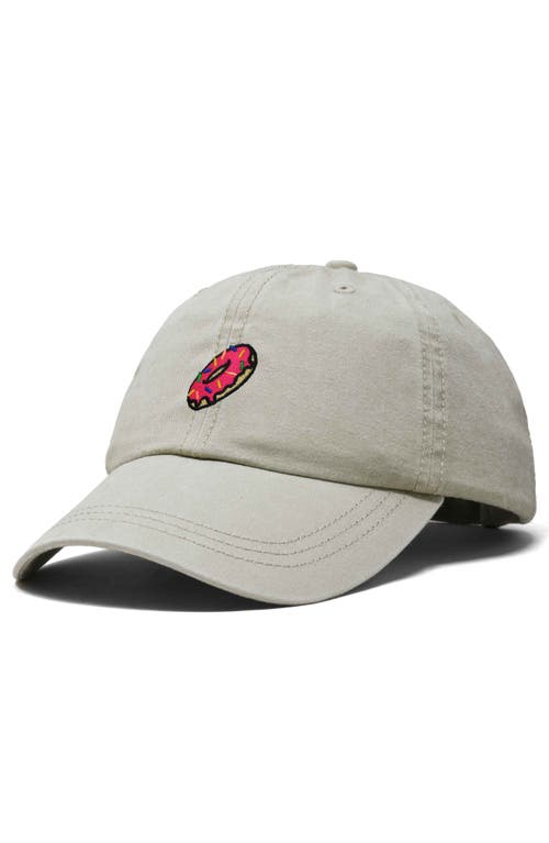 Dalix Donut Embroidered Adjustable Cap In Washed Stone White