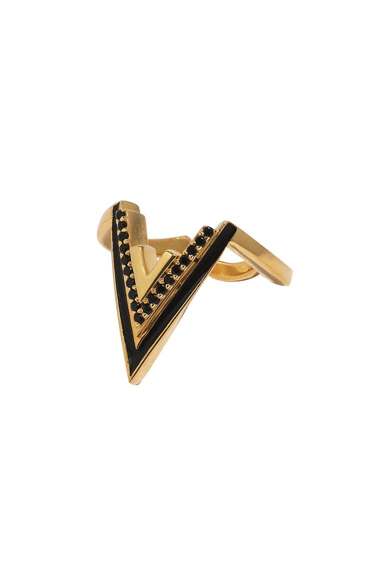 Valor V Bold Onyx 18K Gold Vermeil Ring, Alternate, color, Gold