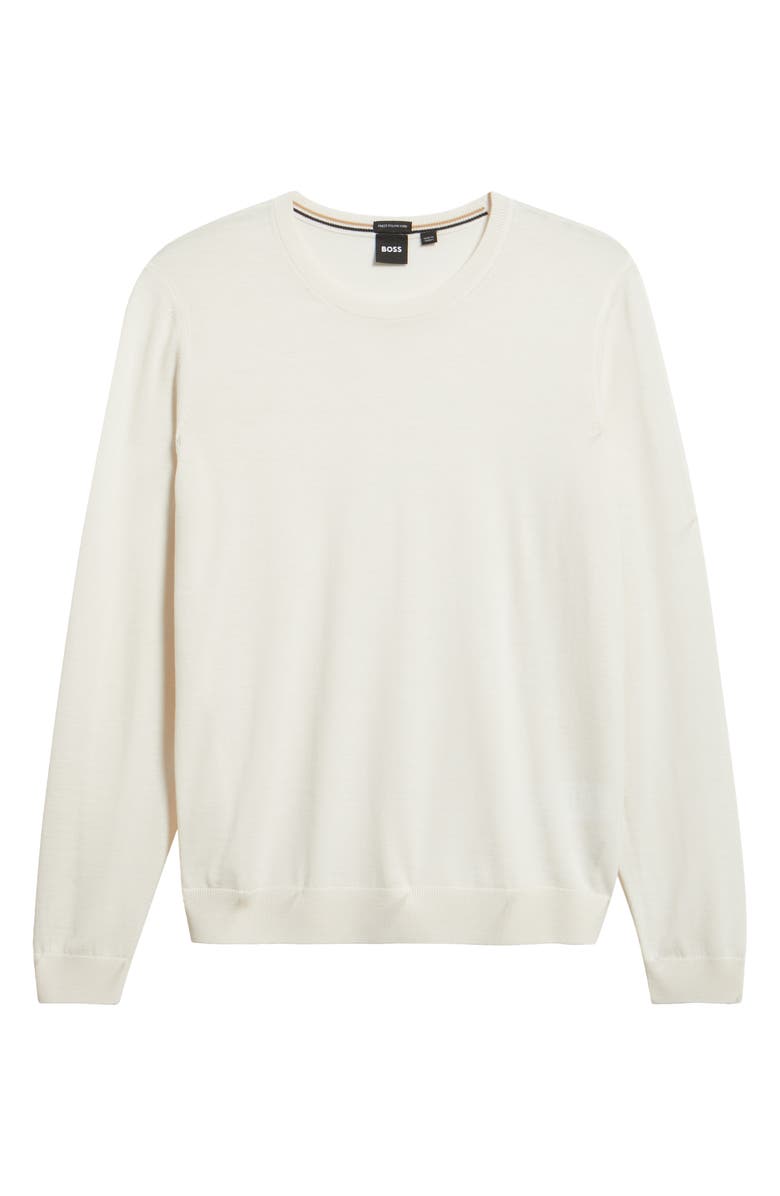 BOSS Leno Virgin Wool Crewneck Sweater, Alternate, color, Open White