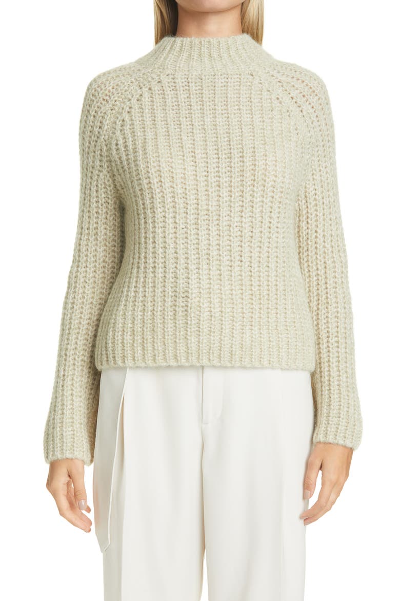 Marled Shaker Stitch Raglan Sleeve Sweater, Main, color, SEPIA