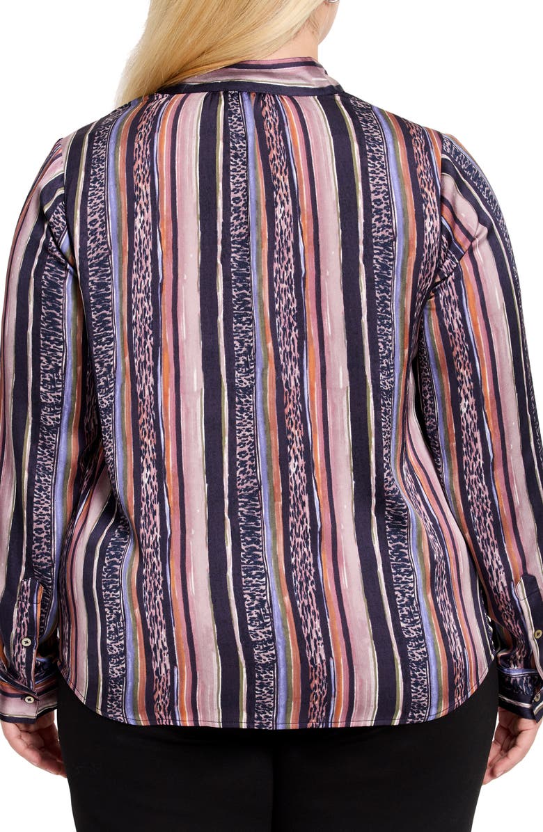 NIC+ZOE Animal Stripe Button-Up Shirt, Alternate, color, Indigo Multi