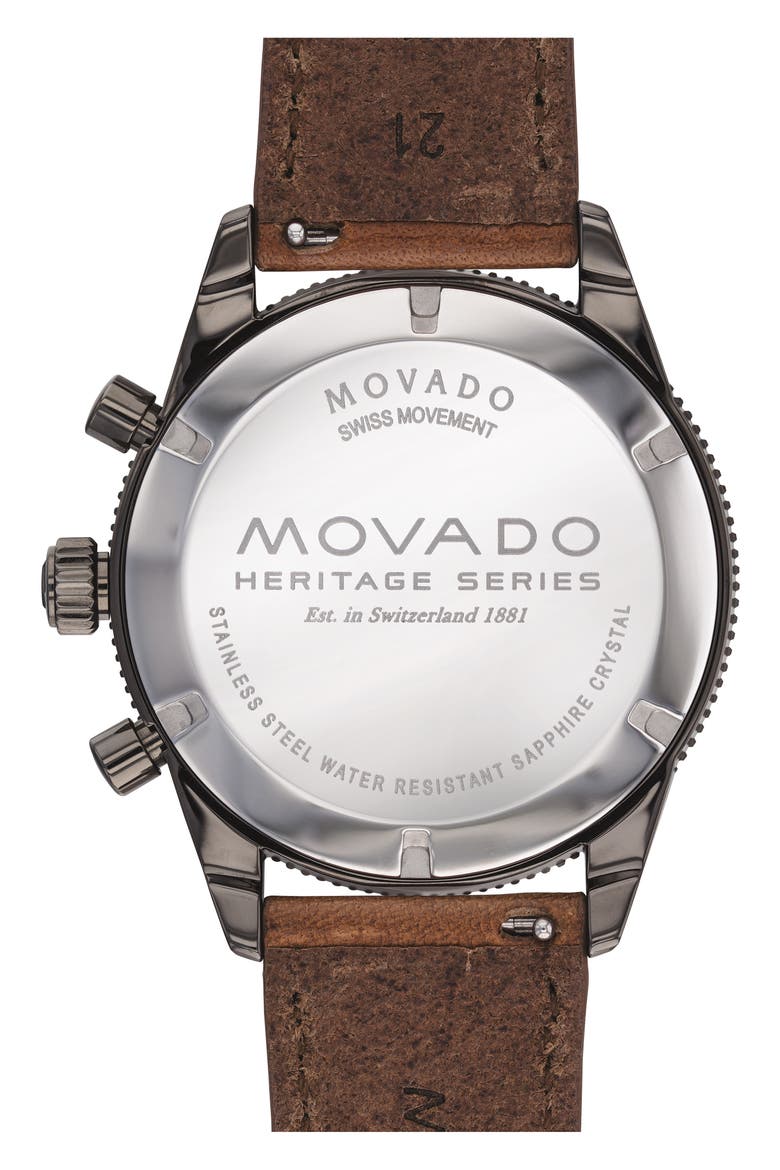 Heritage Chrono Leather Strap Watch, 42mm, Alternate, color, COGNAC/ BLACK/ GREY