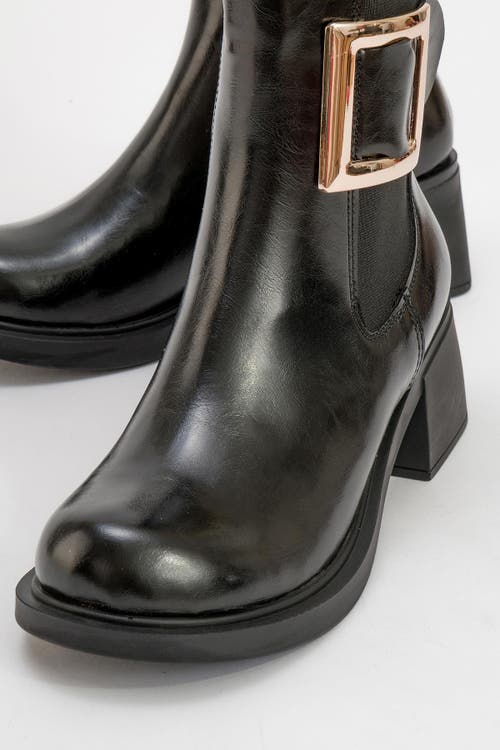 Prologue Shoes Moriah Buckle Block Heel Boot In Multi