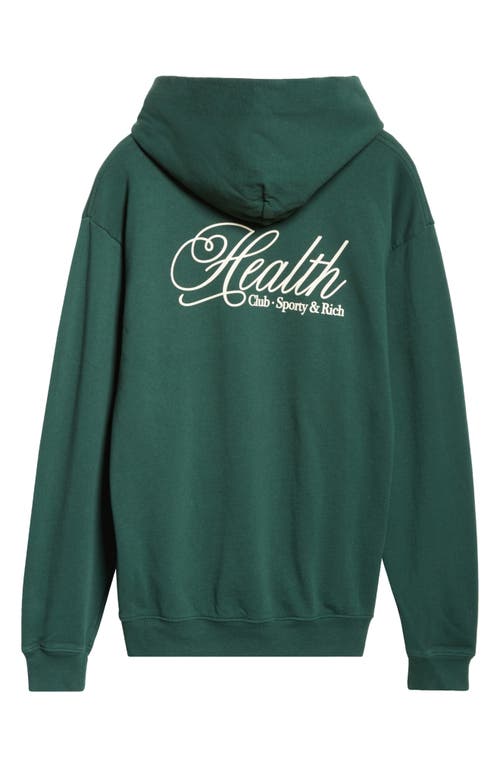 Sporty And Rich Sporty & Rich Health Script Oversize Cotton Fleece Graphic Hoodie In Forest