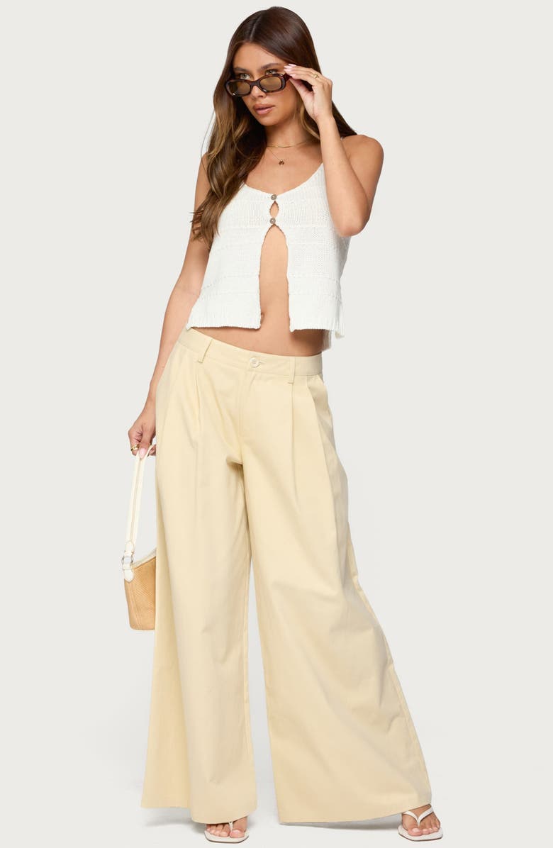 EDIKTED Mikinley Split Front Cotton Tank Top, Alternate, color, White