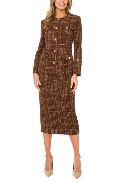 Ted Baker Tweed Pencil Skirt In Brown