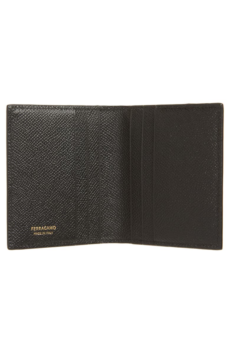 FERRAGAMO Double Gancio Tall Leather Wallet, Alternate, color, Nero Nero