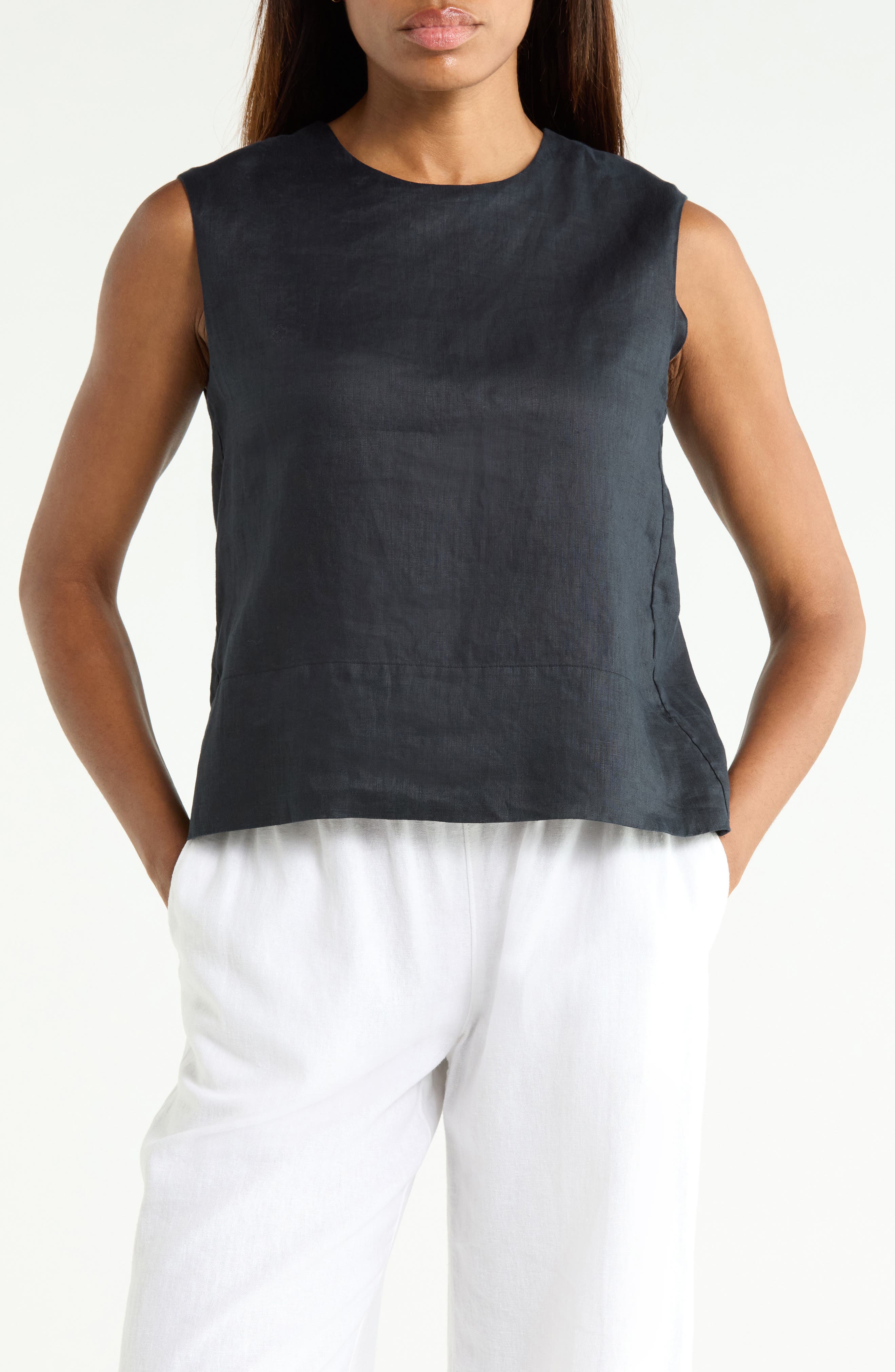 Button Back Sleeveless Shell