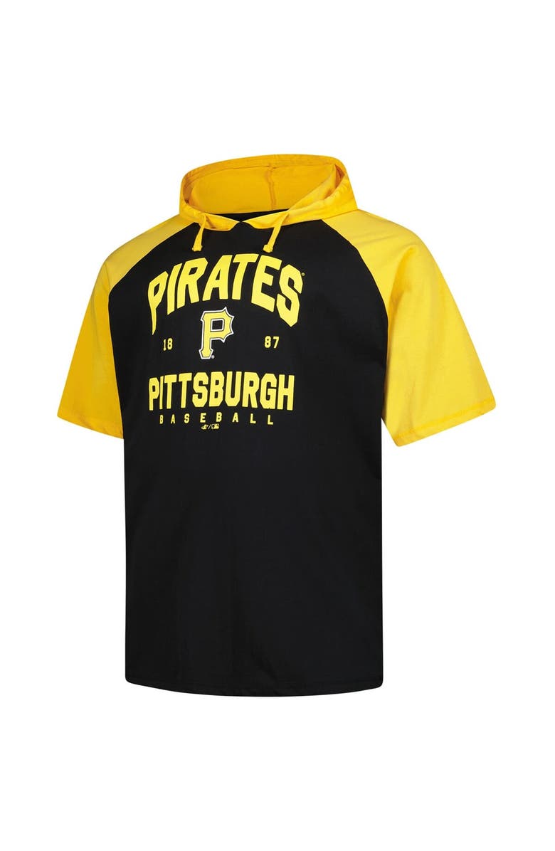 PROFILE Men's Profile Black Pittsburgh Pirates Big & Tall Short Sleeve Pullover Hoodie, Alternate, color, Black