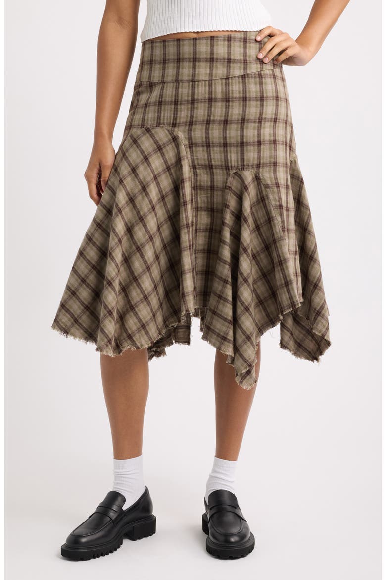 Orla Spliced Midi Skirt, Main, color, BROWN