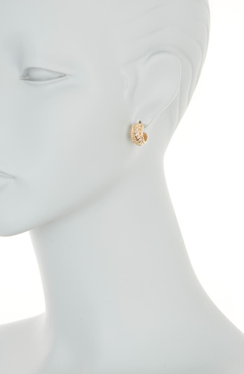 Sterling Forever Kalina Quilted Huggie Hoop Earrings, Alternate, color, Gold