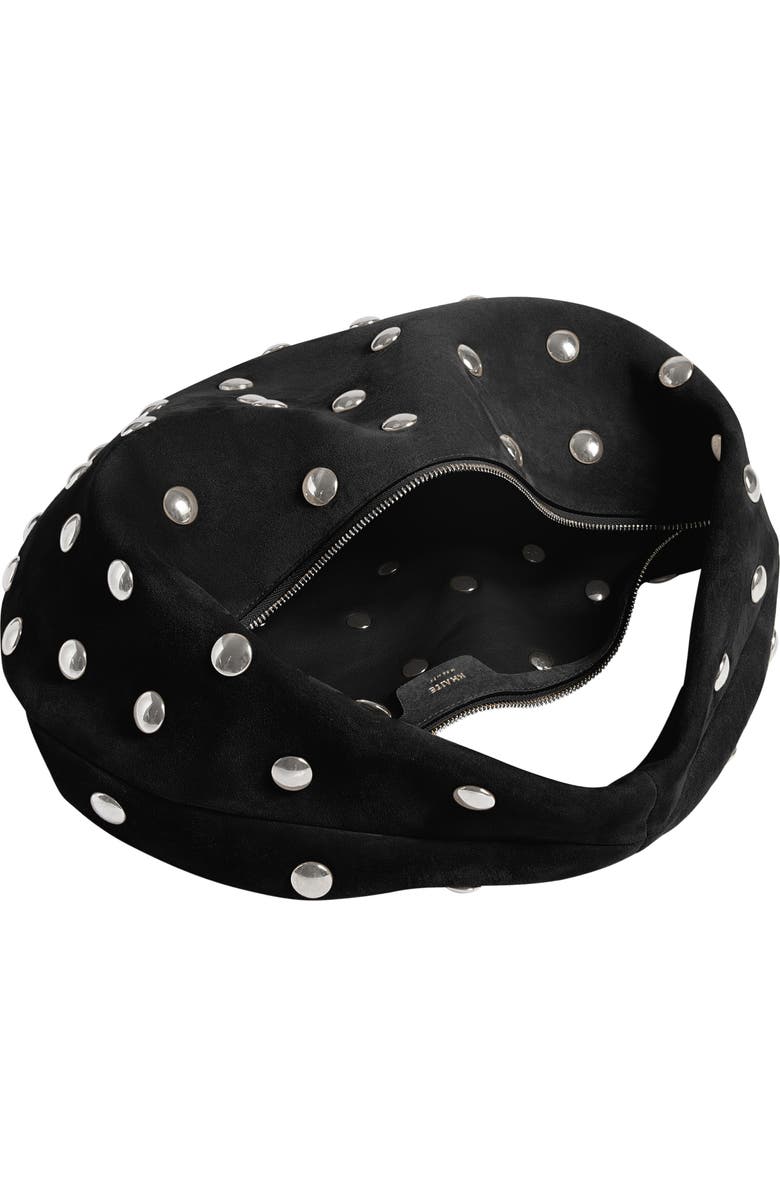 Khaite Medium Olivia Studded Suede Hobo Bag, Alternate, color, Black 200