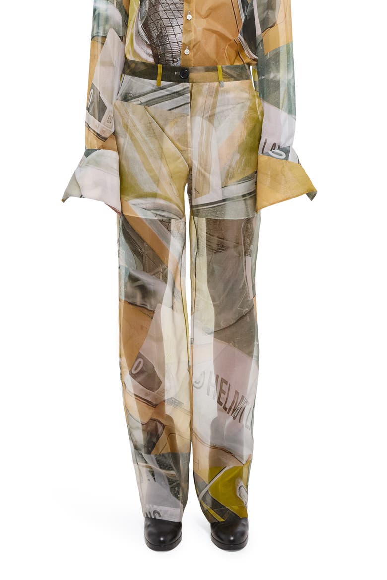 Straight Leg Silk Pants, Main, color, YELCARPRNT