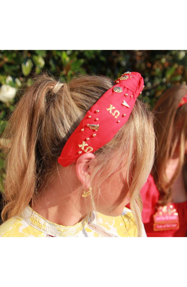 Lele Sadoughi Chi Omega Knotted Headband, Alternate, color, Cardinal Red 600