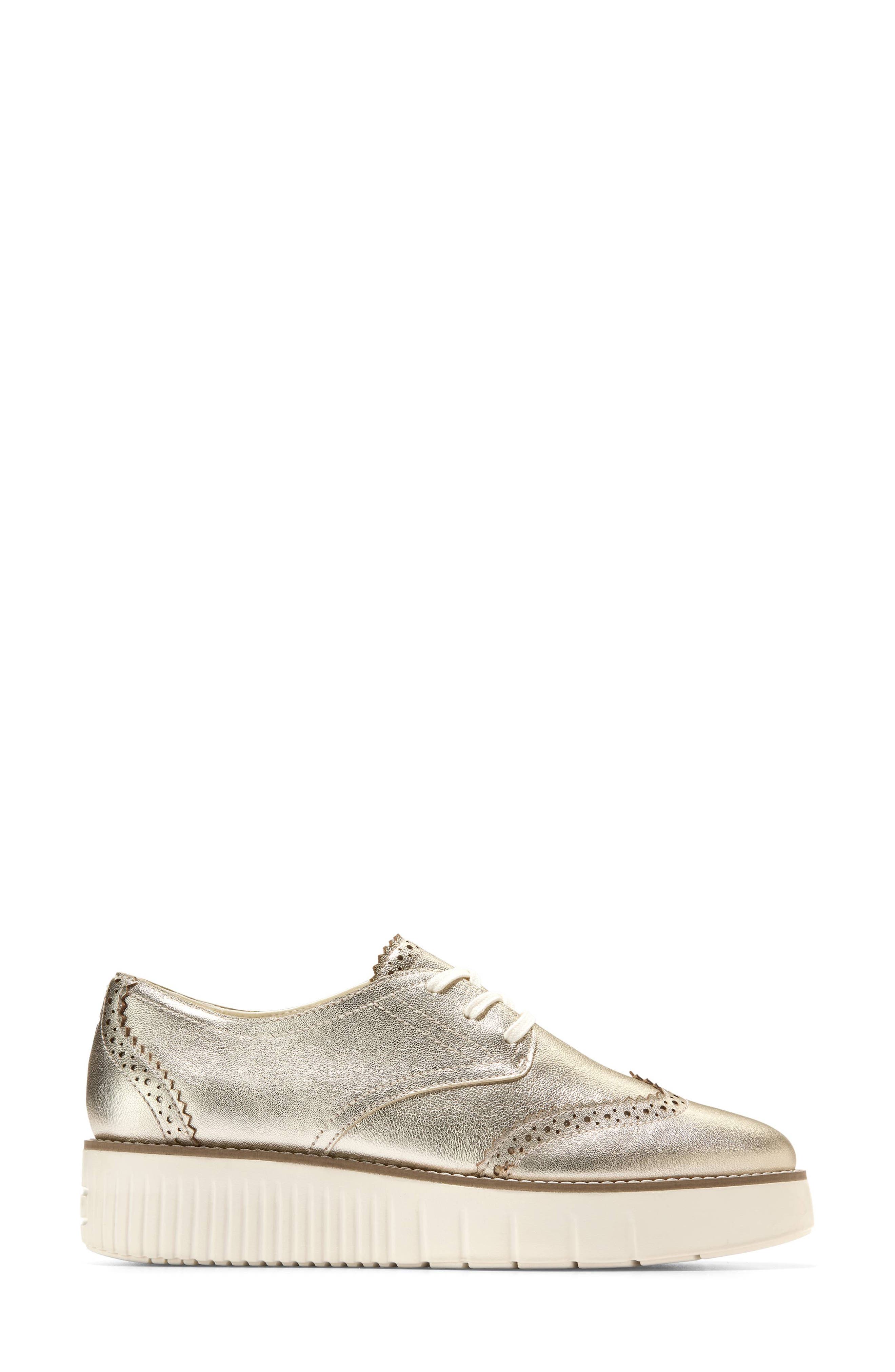 Cole Haan Grand City Platform Oxford Derby, Alternate, color, Soft Gold Talca/Ivory