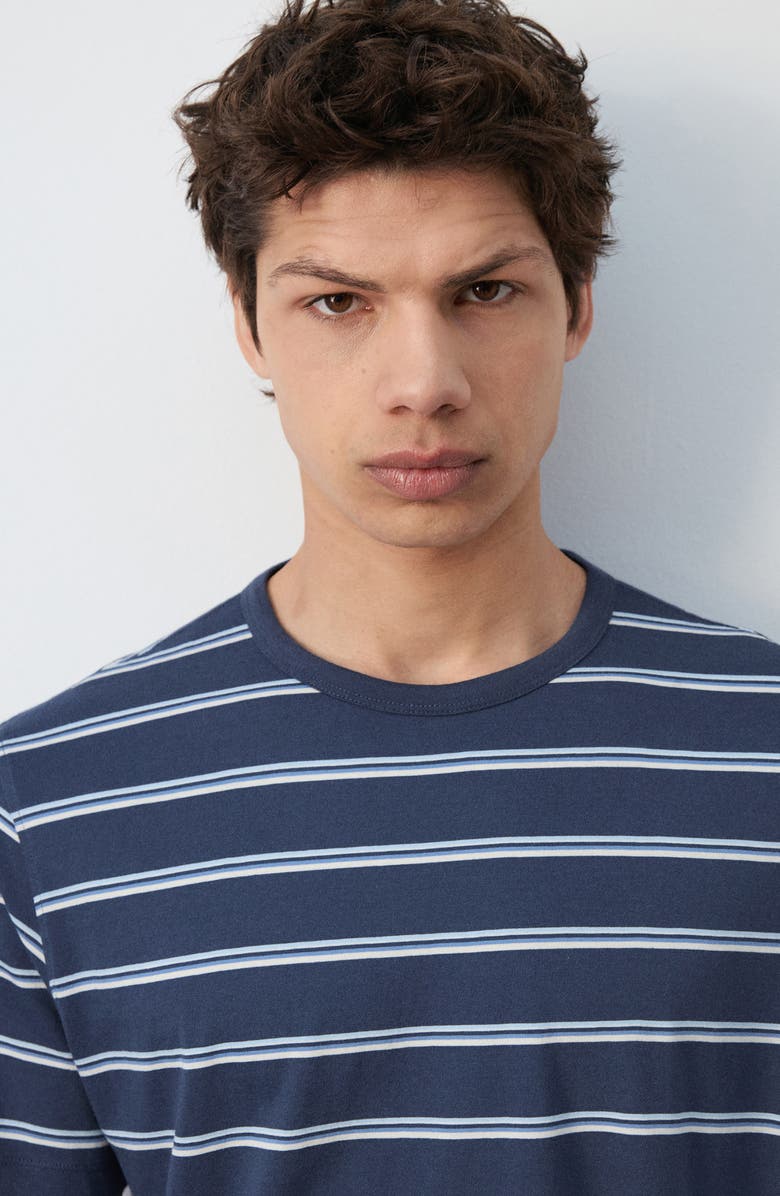 MANGO Stripe Crewneck T-Shirt, Alternate, color, Navy