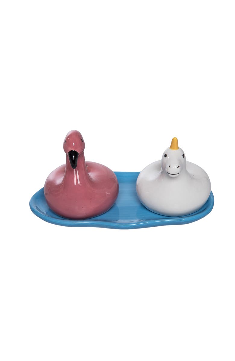 Transpac Dolomite Pool Floatie Salt and Pepper Set of 3 Multicolored for Spring Serving and Entertaining, Alternate, color, Multicolored
