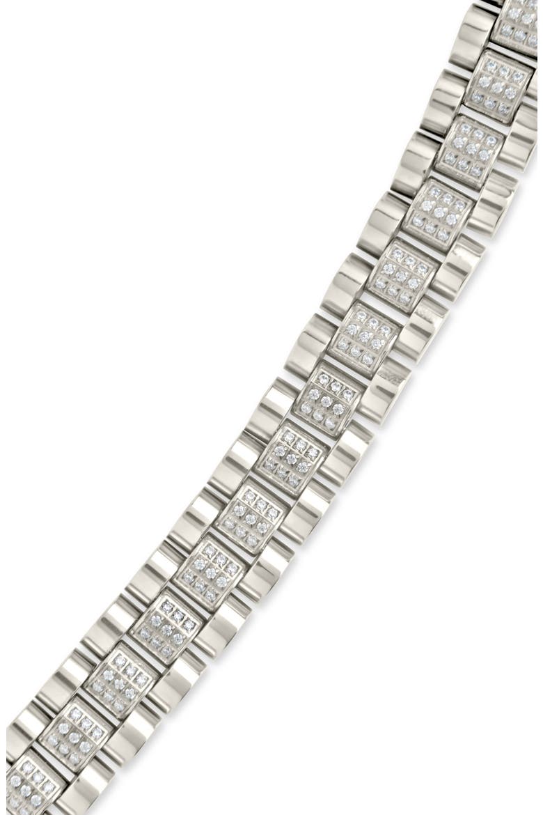 CZ Accent Watch Chain Bracelet, Alternate, color, SILVER