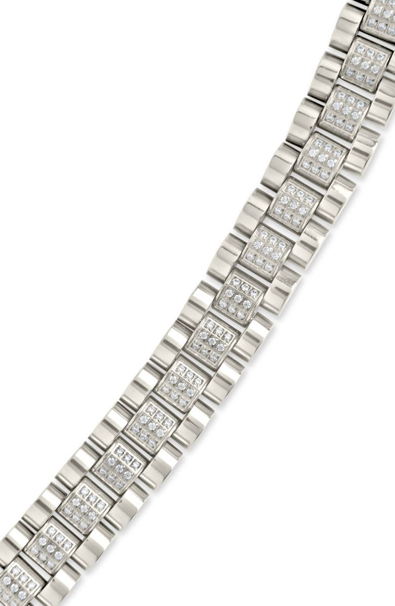 Sterling Forever CZ Accent Watch Chain Bracelet, Alternate, color, Silver
