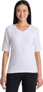 Coolibar Women's Morada Fitted V-Neck Short Sleeve T-Shirt, UPF 50+ Sun Protection