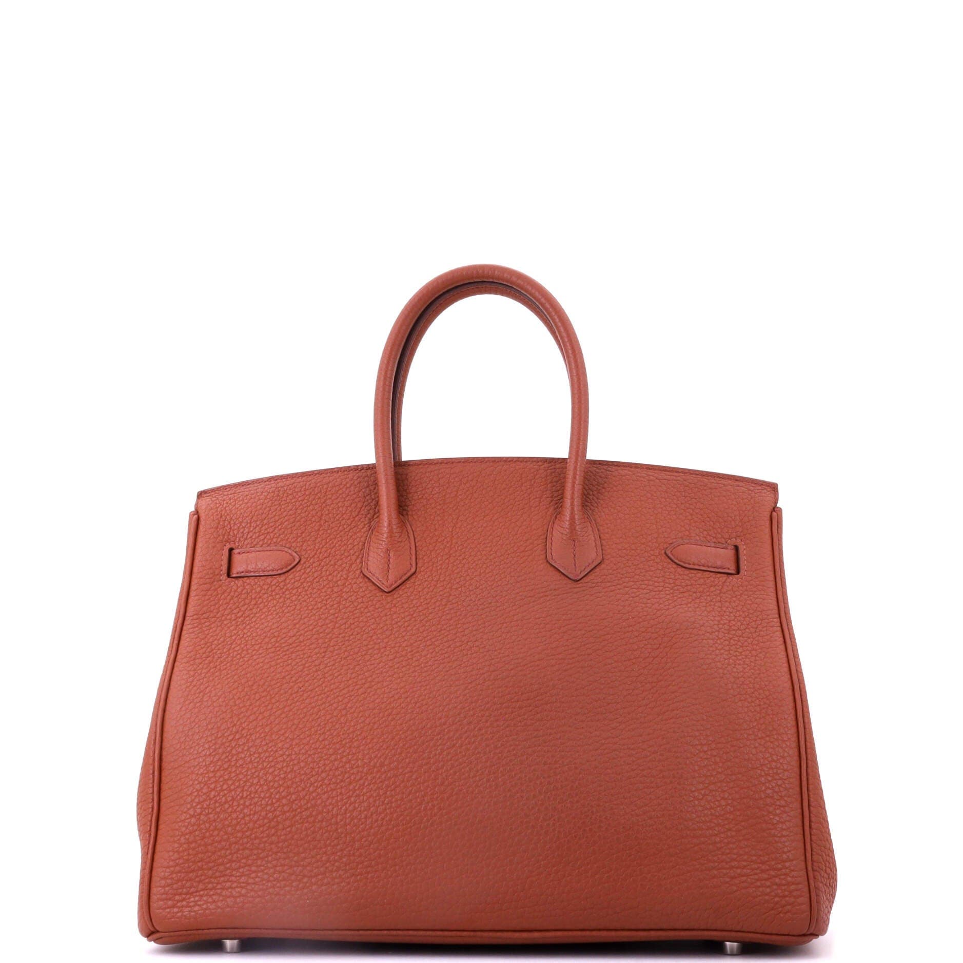 Pre-Owned Hermes Birkin Handbag Brown Fjord with Palladium Hardware 35, Alternate, color, Sienne