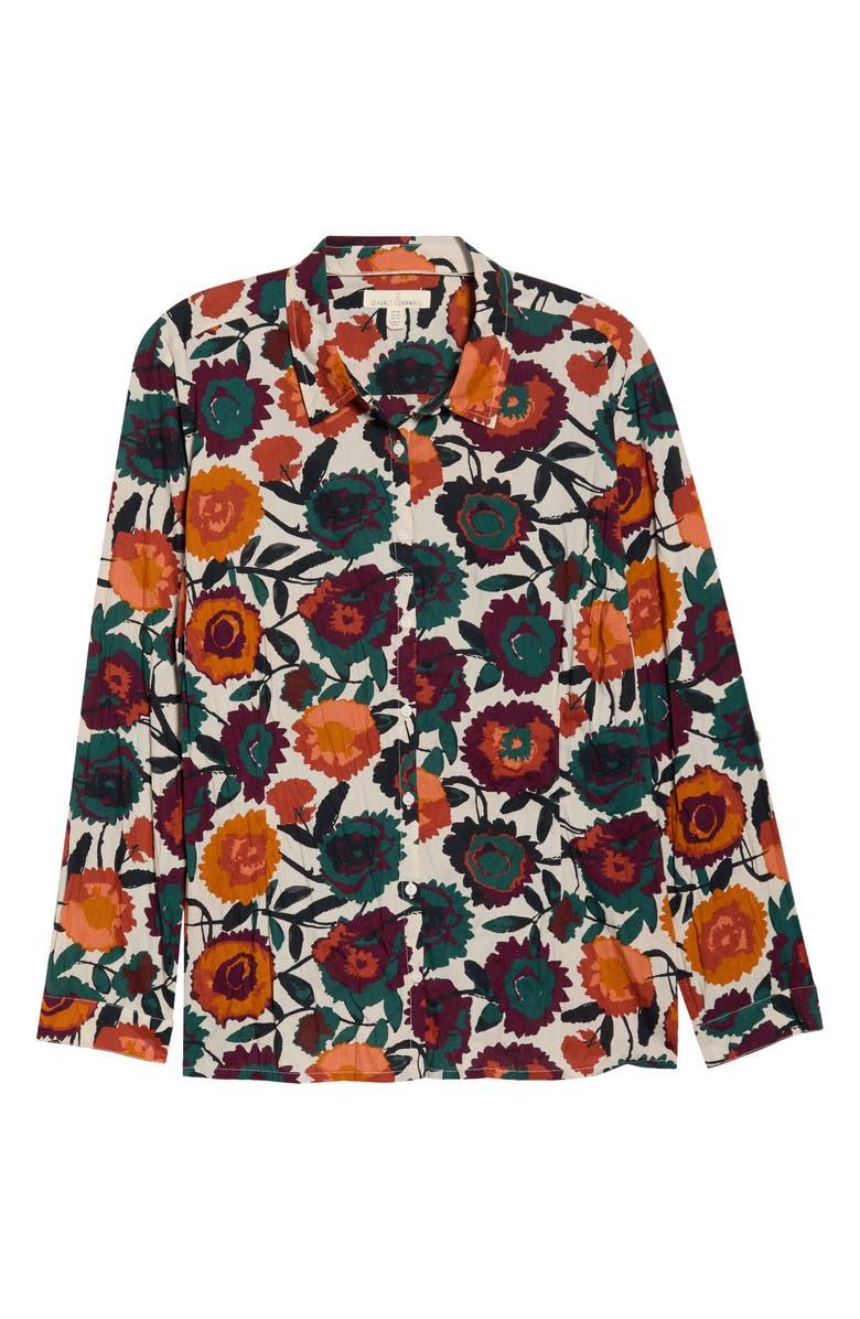 Seasalt Cornwall Larissa Printed Organic Cotton Button-Up Shirt, Alternate, color, Figurative Floral Aran