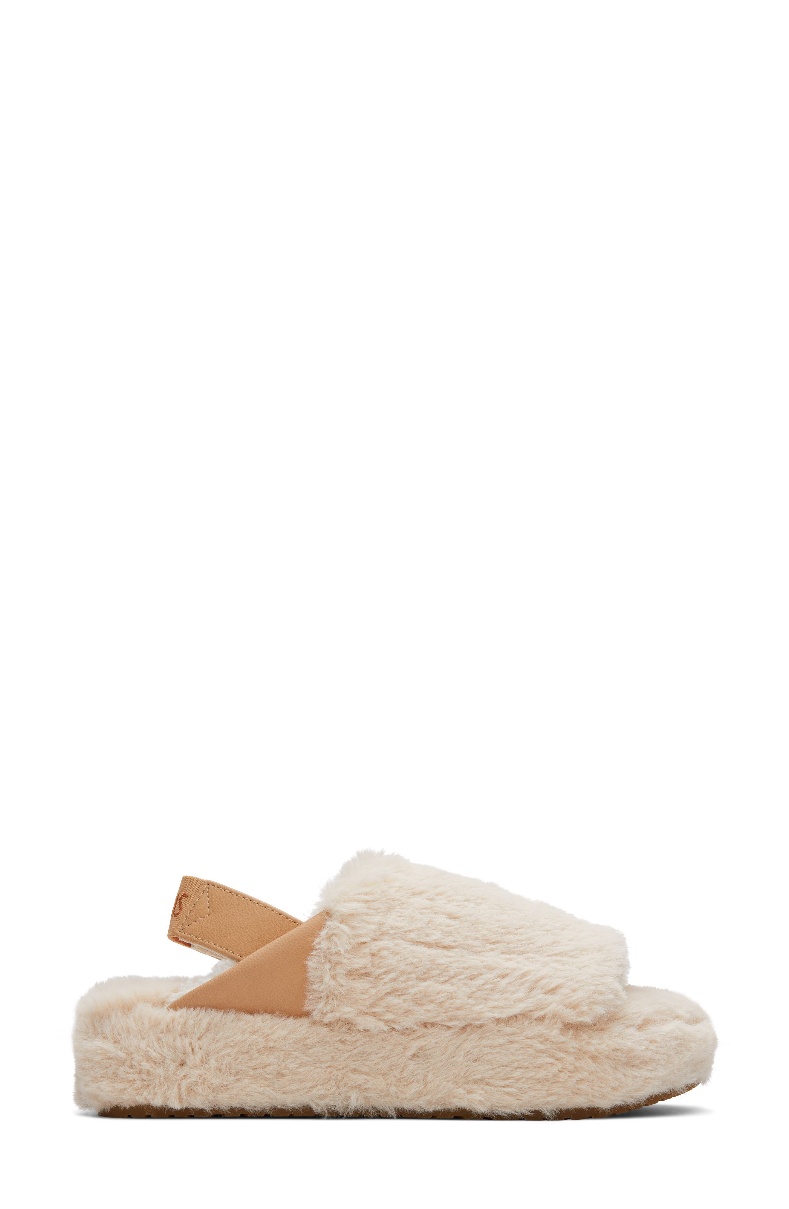 Sofia Faux Fur Slingback Slipper, Alternate, color, NATURAL