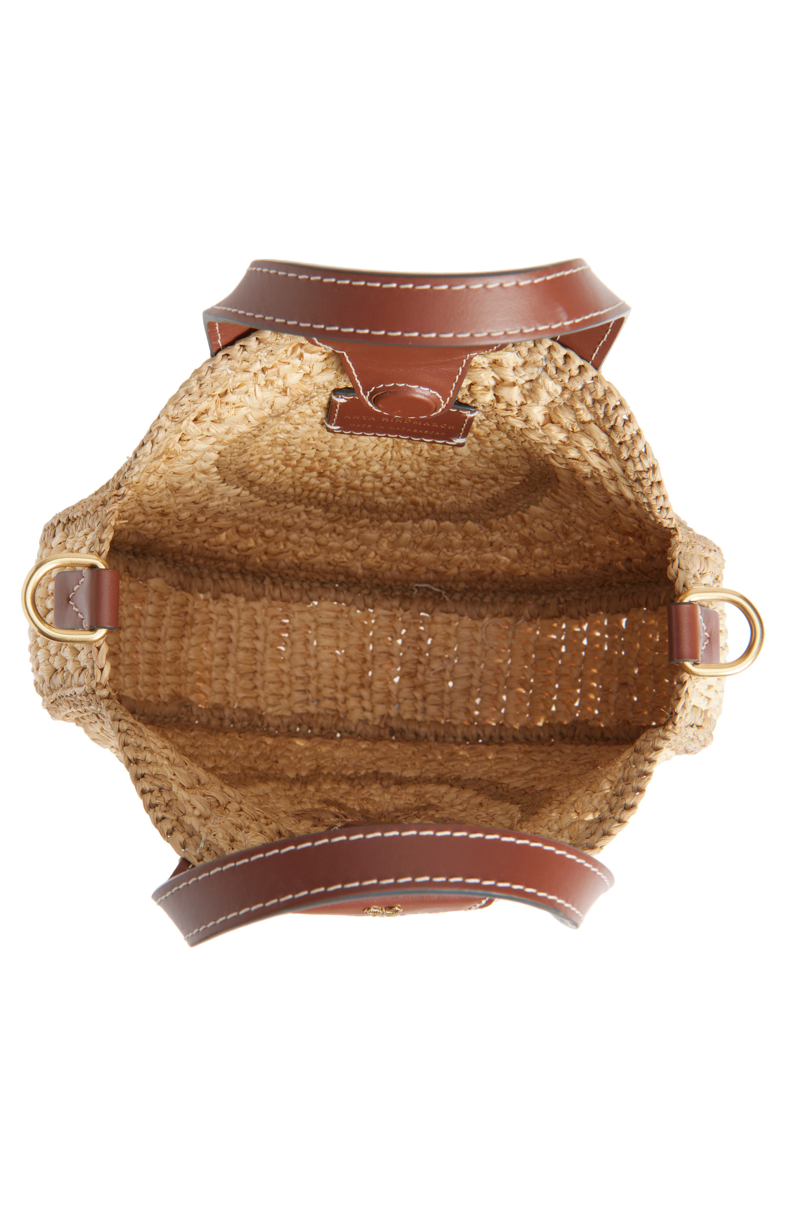 Anya Hindmarch Small Bow Round Raffia Tote, Alternate, color, 