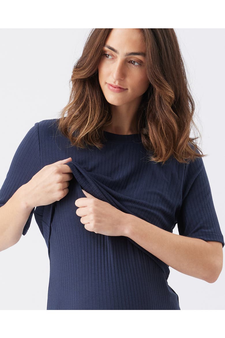 Ivy Rib Nursing Dress Navy, Alternate, color, Navy