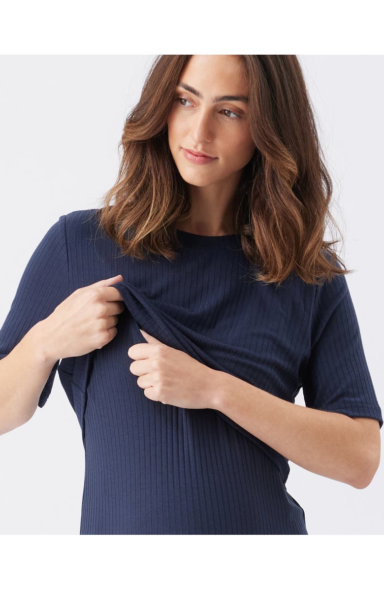 Ripe Maternity Ivy Rib Nursing Dress Navy, Alternate, color, Navy