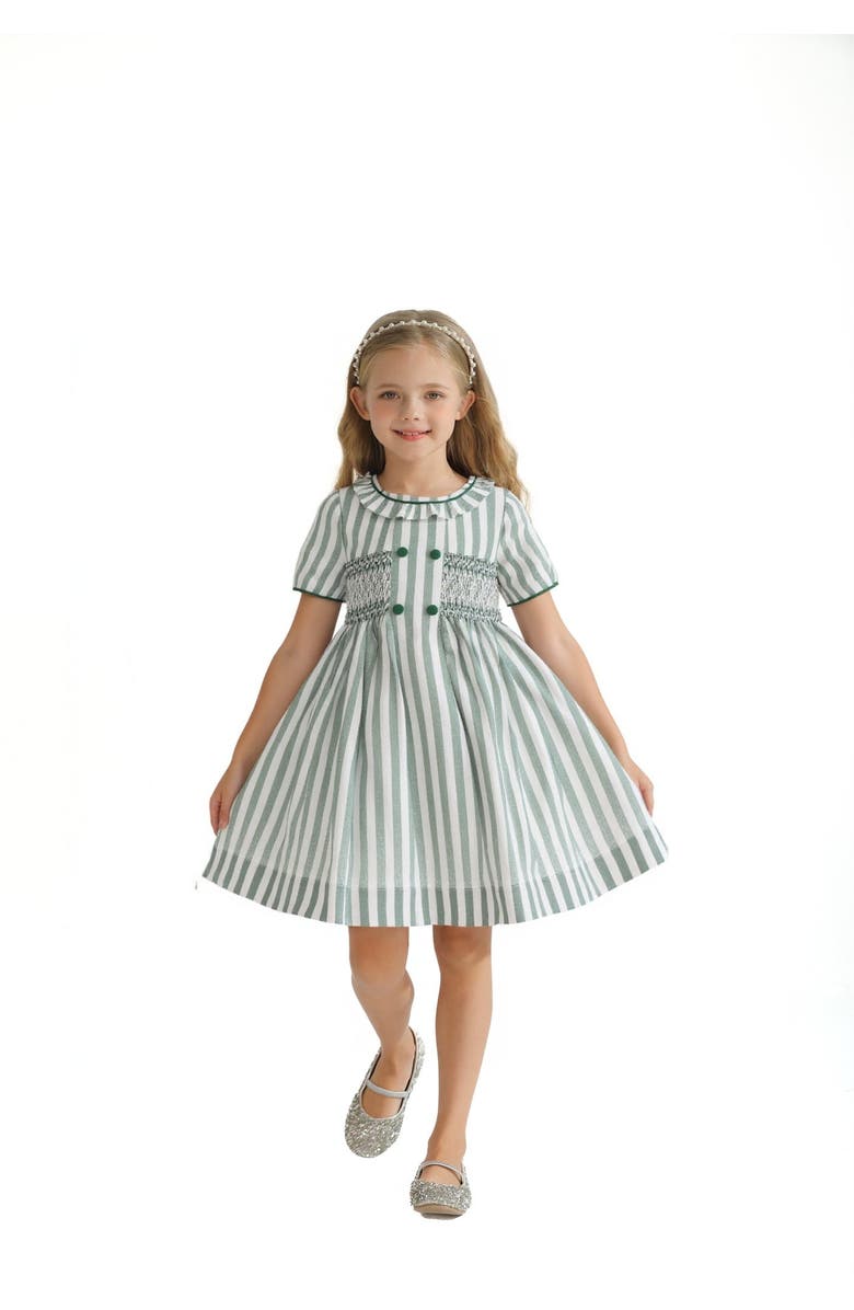 Tulleen Button-Up Stripe Dress, Alternate, color, Green