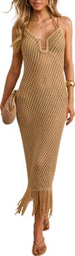 VICI Collection Dusk Glow Crochet Fringe Cover-Up Dress