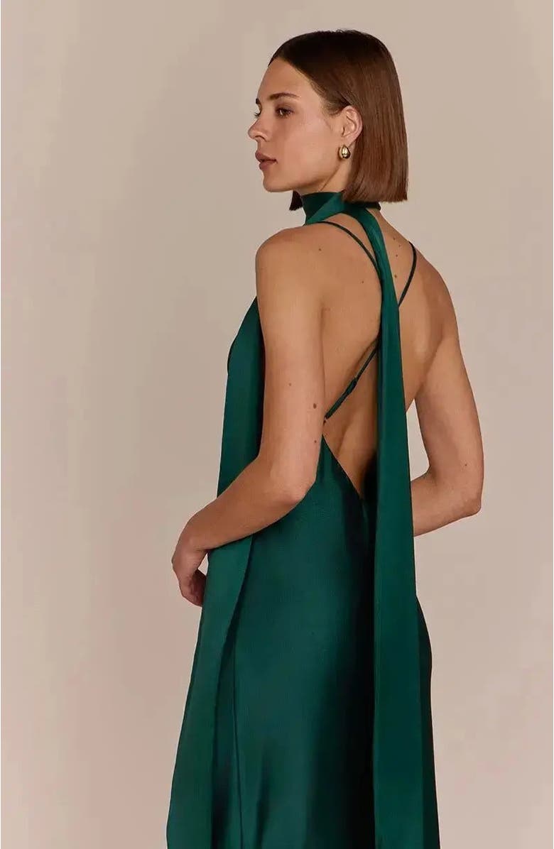 Rewritten Brooklyn Slip Dress, Alternate, color, Forest Green