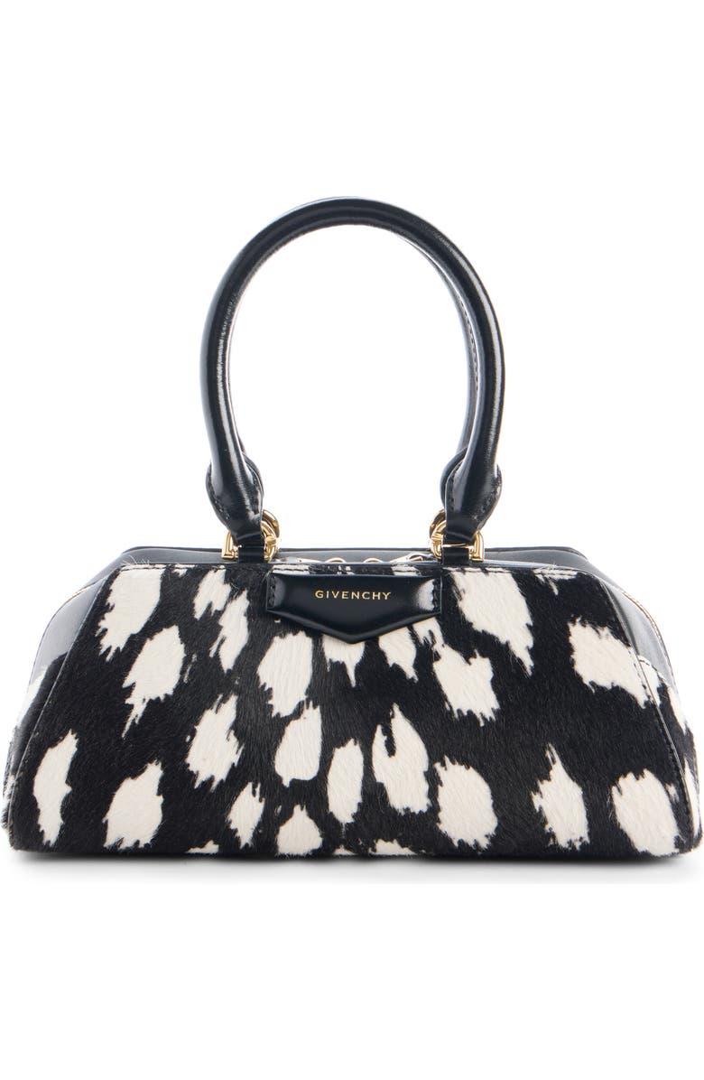 Givenchy Small Antigona Genuine Calf Hair East/West Satchel, Main, color, 004-Black/ White