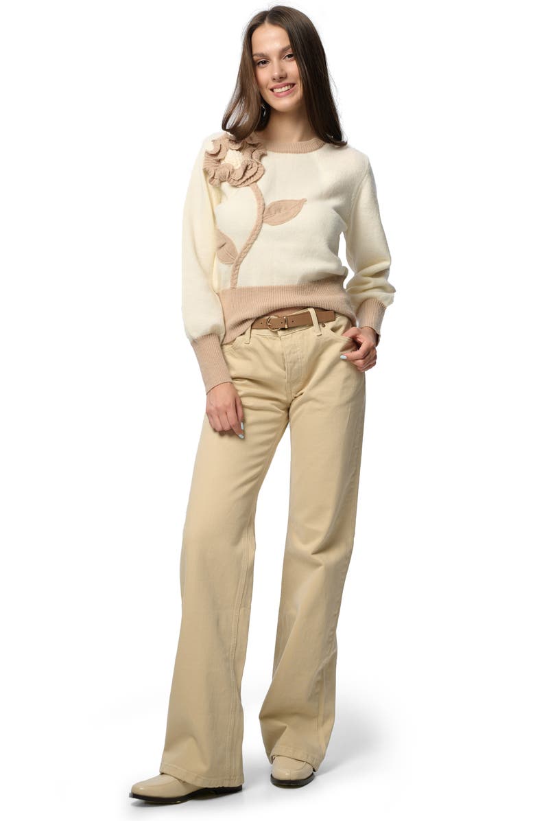 SAACHI Ruffled Bloom Pullover Sweater, Alternate, color, Ivory