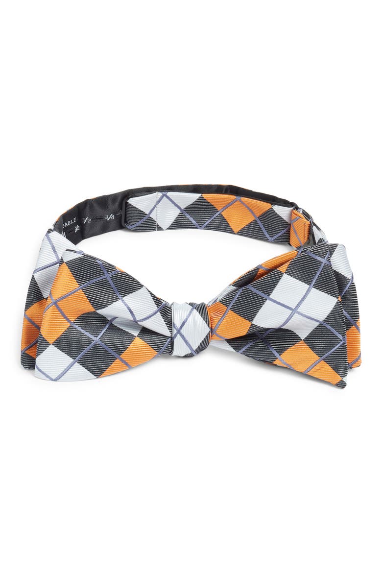 Argyle Silk Bow Tie, Main, color, ORANGE